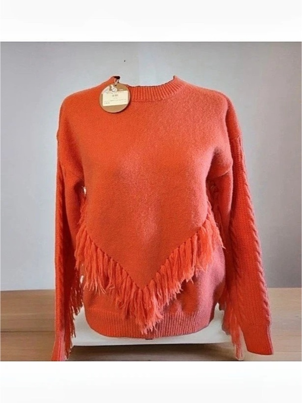Bibi Precious Gem Fringe Sweater Orange